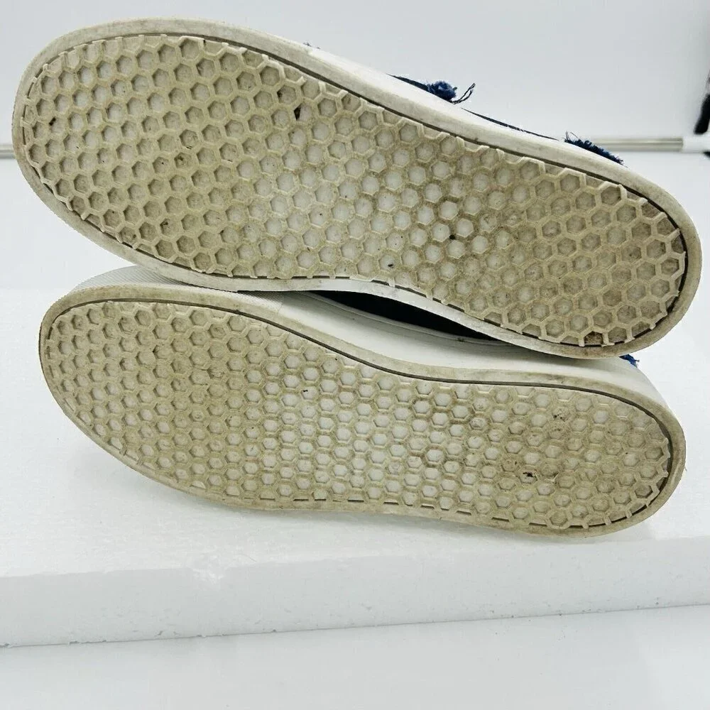 Sam Edelman Womens Levine Satin Fringe Elastic Slip-On Sneakers Blue Size 6.5